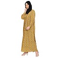 Front Open Mustard floral Print Abaya  Front Open Mustard floral Print Abaya